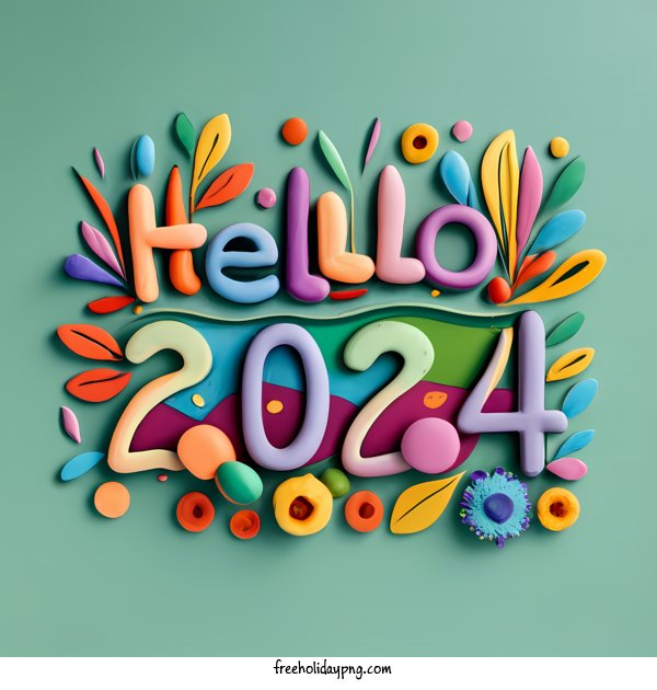 Transparent New Year Happy New Year 2024 hello 2023 handmade paper cut for Happy New Year 2024 for New Year