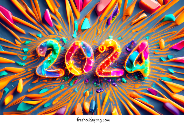Transparent New Year Happy New Year 2024 colorful fire for Happy New Year 2024 for New Year