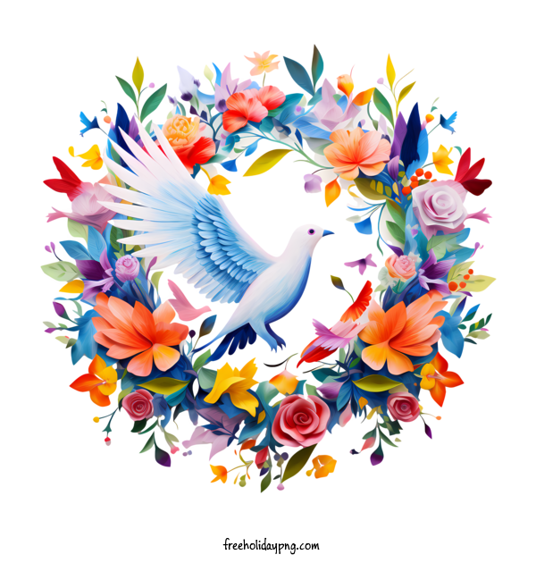 Transparent International Day of Peace World Peace Day floral wreath doves for World Peace Day for International Day Of Peace