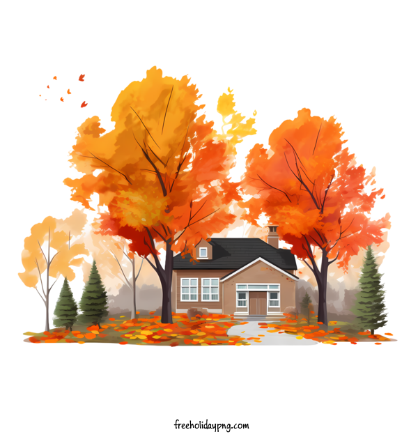 Transparent Thanksgiving Autumn House autumn trees for Autumn House for Thanksgiving
