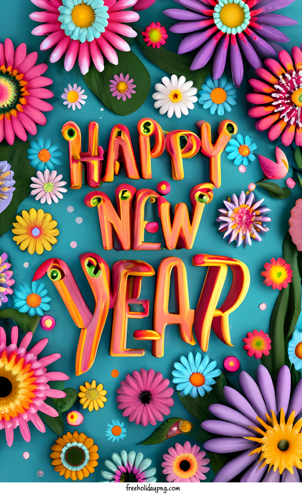 Transparent New Year Happy New Year happy new year flower wreath for Happy New Year for New Year