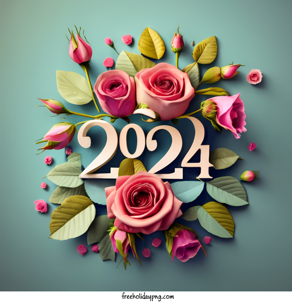 Transparent New Year Happy New Year 2024 rose flower for Happy New Year 2024 for New Year