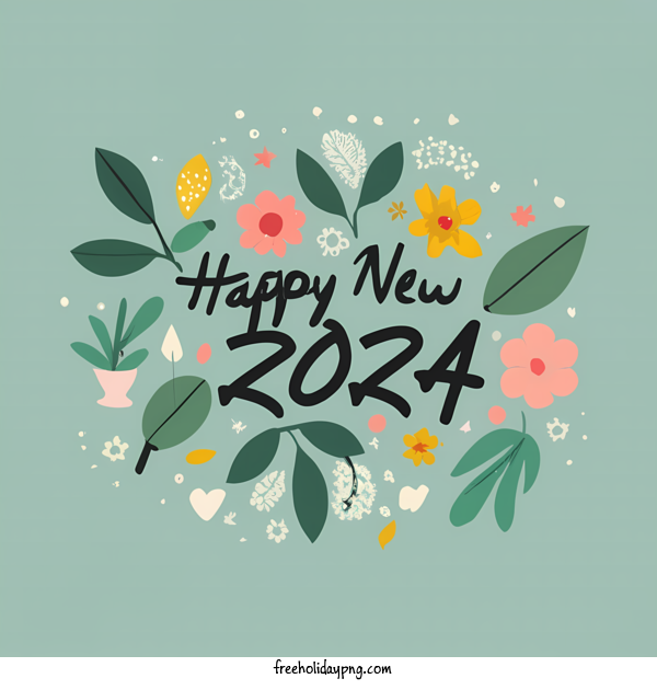 Transparent New Year Happy New Year 2024 happy new 2023 flower design for Happy New Year 2024 for New Year