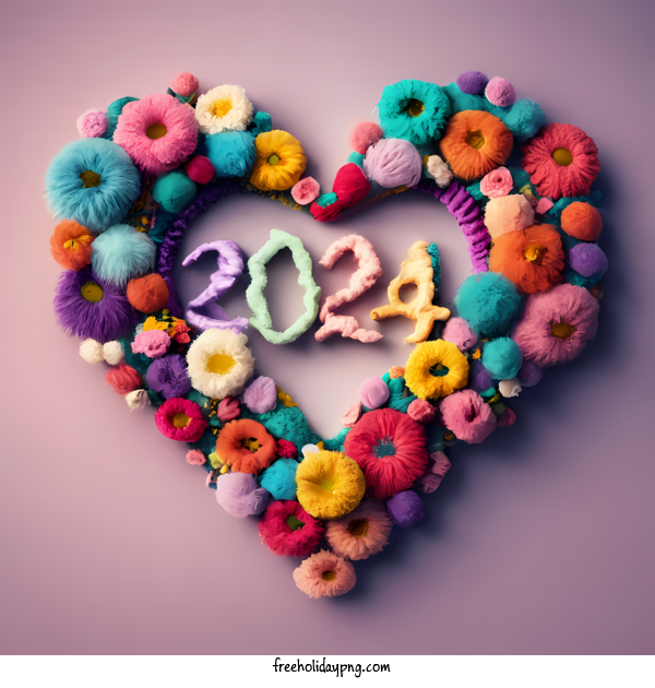Transparent New Year Happy New Year 2024 Heart shape 2023 numbers for Happy New Year 2024 for New Year