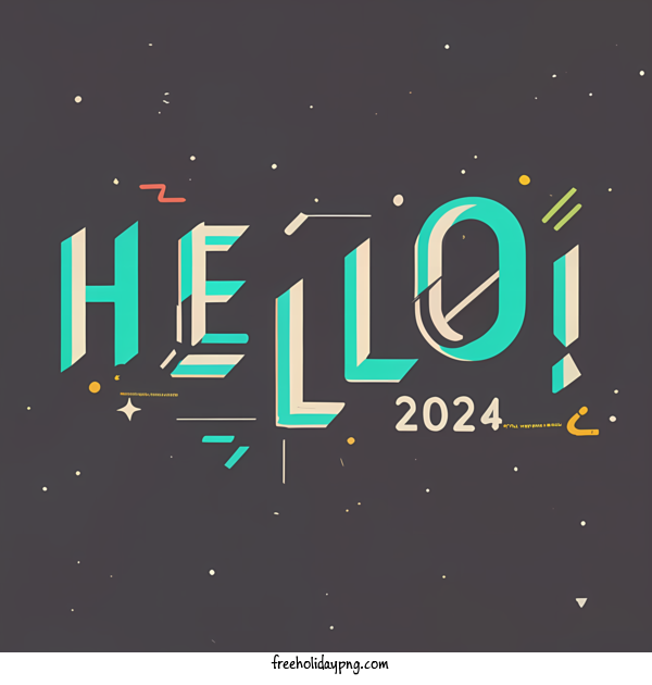 Transparent New Year Happy New Year 2024 hello typography for Happy New Year 2024 for New Year