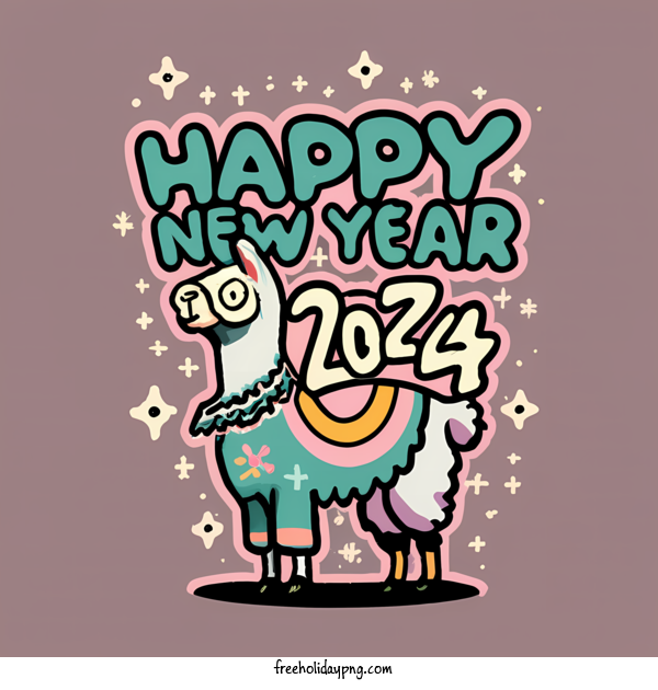 Transparent New Year Happy New Year 2024 llama year of the llama for Happy New Year 2024 for New Year
