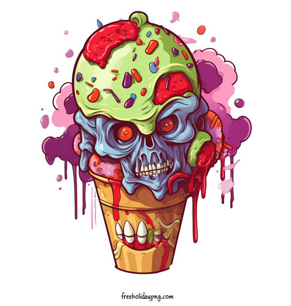 Transparent halloween zombie ice cream skull for zombie for Halloween