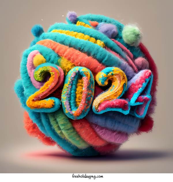 Transparent New Year Happy New Year 2024 colorful knitting for Happy New Year 2024 for New Year