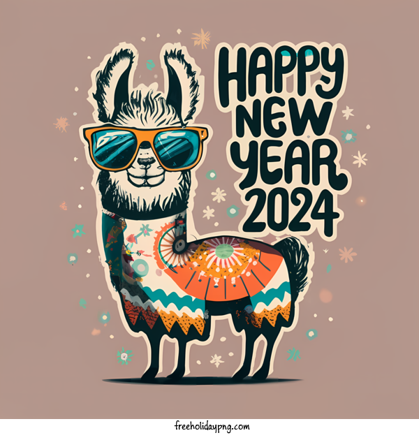 Transparent New Year Happy New Year 2024 lama llama for Happy New Year 2024 for New Year