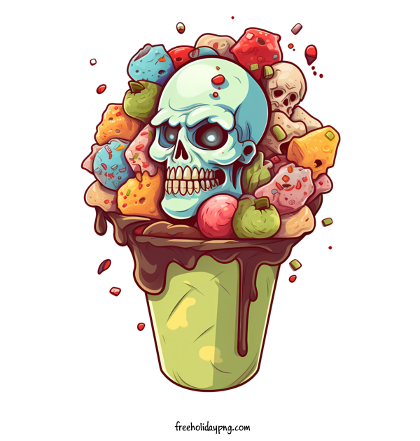 Transparent halloween zombie skull ice cream for zombie for Halloween