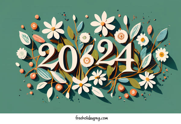 Transparent New Year Happy New Year 2024 floral ornate for Happy New Year 2024 for New Year