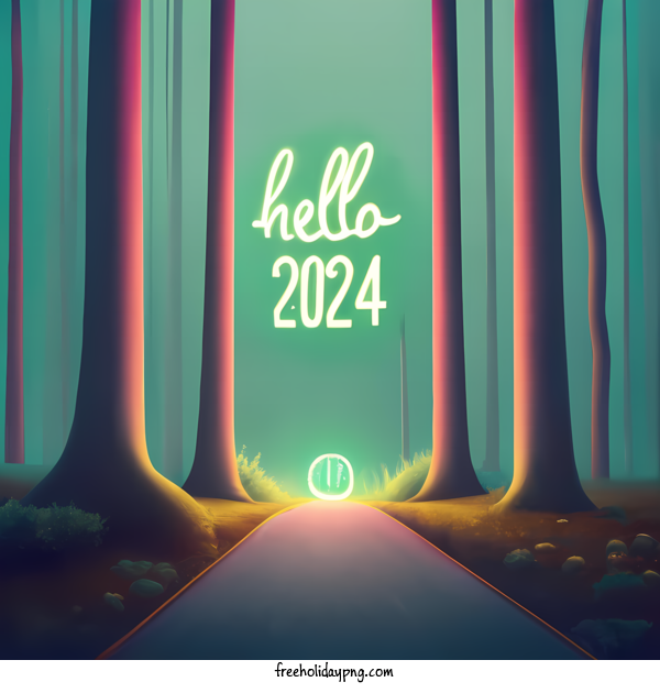 Transparent New Year Happy New Year 2024 hello 2023 neon for Happy New Year 2024 for New Year