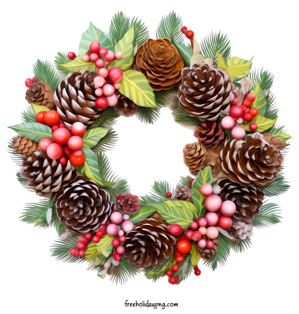 Transparent Christmas Christmas Wreath pine cone pinecones for Christmas Wreath for Christmas