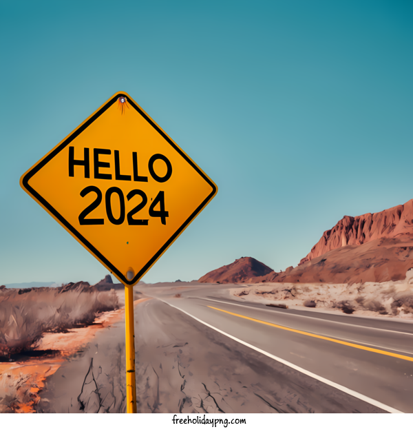 Transparent New Year Happy New Year 2024 hello 2023 road sign for Happy New Year 2024 for New Year