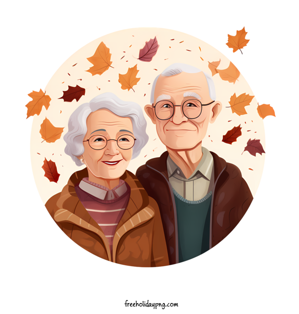 Transparent National Grandparents Day National Grandparents Day elderly couple autumn leaves for Grandparents Day for National Grandparents Day