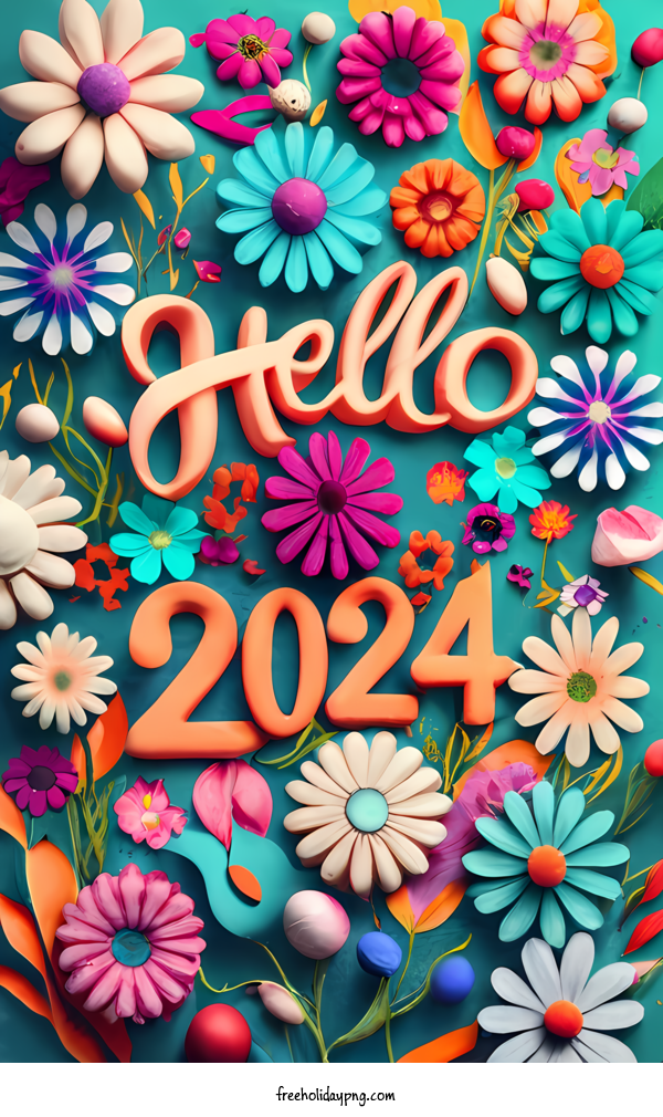 New Year Happy New Year 2024 Flowers Colorful for Happy New Year 2024