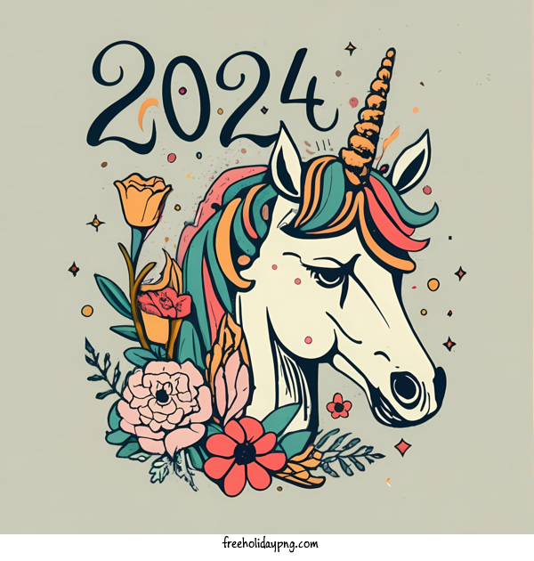 Transparent New Year Happy New Year 2024 unicorn horse for Happy New Year 2024 for New Year