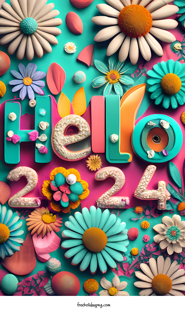 Transparent New Year Happy New Year 2024 hello flowers for Happy New Year 2024 for New Year