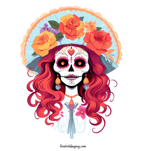 Transparent Day of the Dead La Calavera Catrina girl skull for La Calavera Catrina for Day Of The Dead