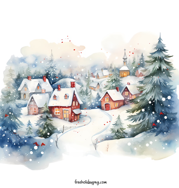 Transparent Christmas Merry Christmas cute village snowy scenery for Merry Christmas for Christmas