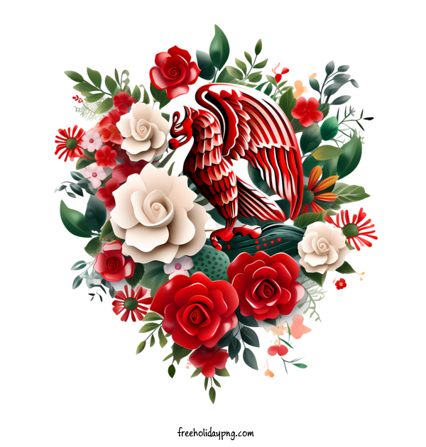 Transparent Mexico Independence Day Mexican Independence Day red bird rose for Mexican Independence Day for Mexico Independence Day