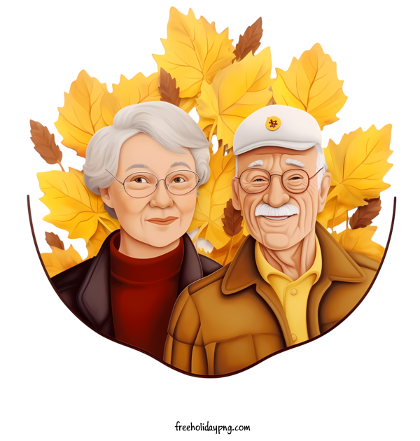 Transparent National Grandparents Day National Grandparents Day elderly couple fall leaves for Grandparents Day for National Grandparents Day