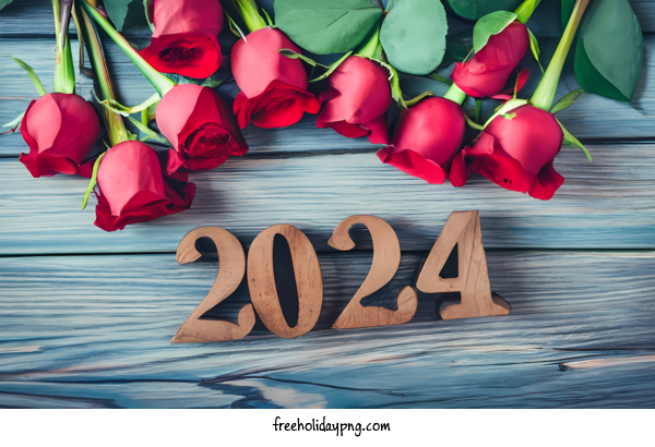 Transparent New Year Happy New Year 2024 red roses birthday for Happy New Year 2024 for New Year