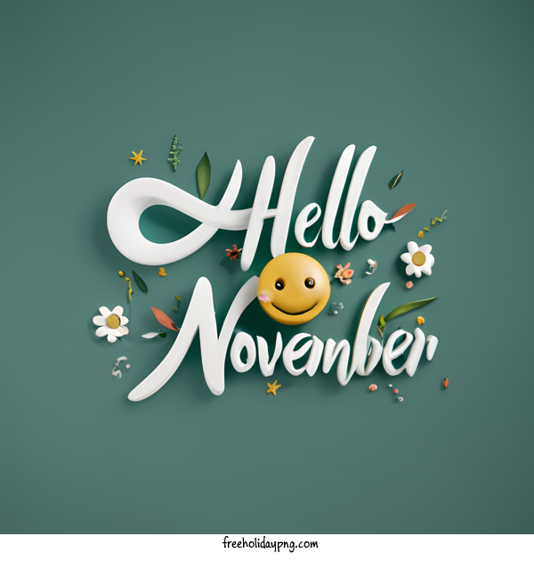 Transparent November Hello November happy smiley for Hello November for November