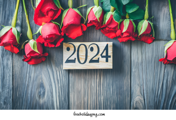 Transparent New Year Happy New Year 2024 rose red for Happy New Year 2024 for New Year