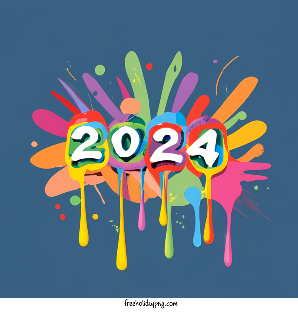 Transparent New Year Happy New Year 2024 Happy New Year 202320 Colorful paint splatters for Happy New Year 2024 for New Year