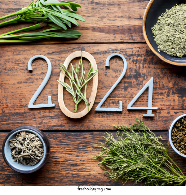 Transparent New Year Happy New Year 2024 herbs rosemary for Happy New Year 2024 for New Year