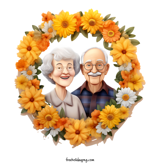 Transparent National Grandparents Day National Grandparents Day Older couple Wreath for Grandparents Day for National Grandparents Day