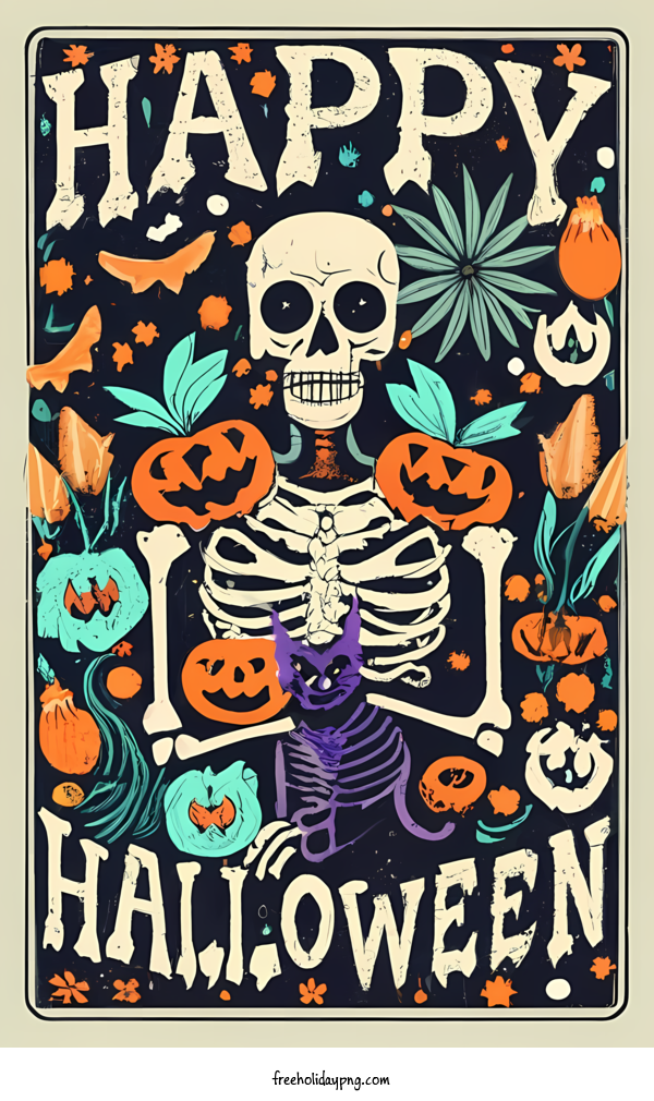 Transparent Halloween Happy Halloween skeleton pumpkin for Happy Halloween for Halloween