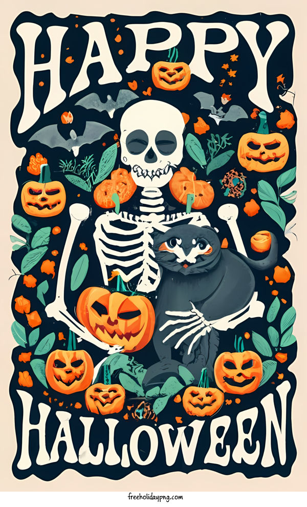Transparent Halloween Happy Halloween skeleton bones for Happy Halloween for Halloween