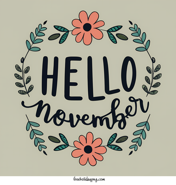 Transparent November Hello November hello november fall wreath for Hello November for November