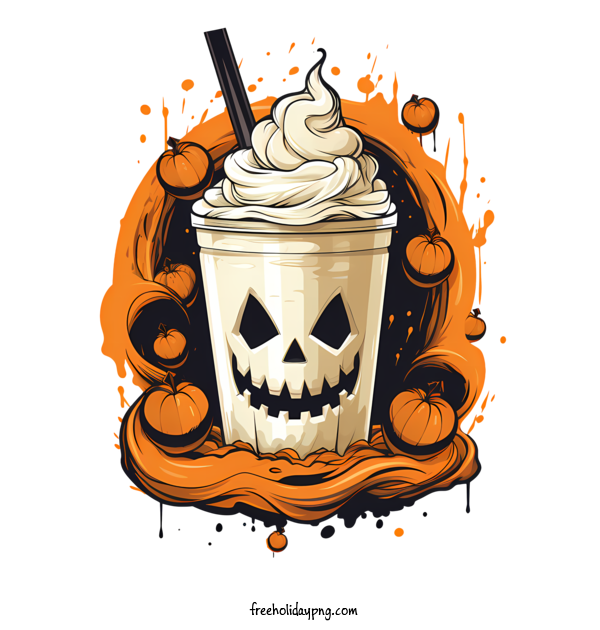 Transparent Halloween Halloween milkshake ice cream pumpkin for Halloween milkshake for Halloween