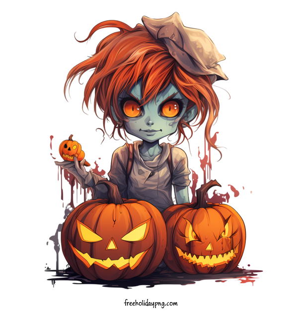 Transparent Halloween Vampire and pumpkin cute spooky for Vampire and pumpkin for Halloween