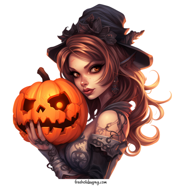 Transparent Halloween Vampire and pumpkin girl witch for Vampire and pumpkin for Halloween