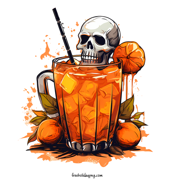 Transparent Halloween Halloween cocktail skull orange juice for Halloween cocktail for Halloween