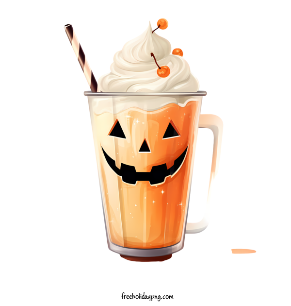 Transparent Halloween Halloween milkshake pumpkin coffee for Halloween milkshake for Halloween
