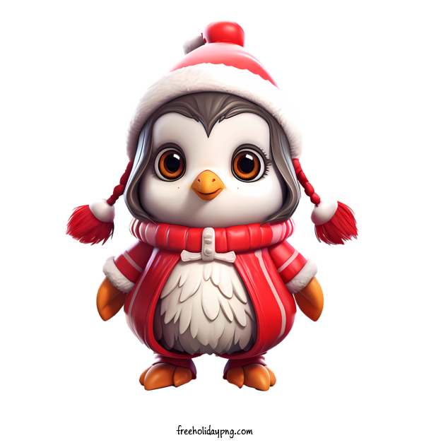 Transparent Christmas Christmas penguin penguin red and white outfit for Christmas penguin for Christmas