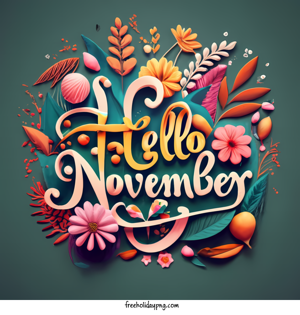Transparent November Hello November hello november hand drawn illustration for Hello November for November