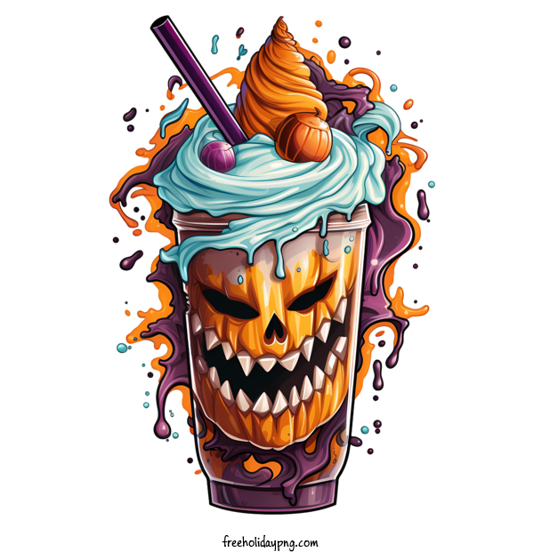 Transparent Halloween Halloween milkshake jack o'lantern halloween for Halloween milkshake for Halloween
