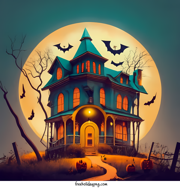 Transparent Halloween Happy Halloween spooky house haunted mansion for Happy Halloween for Halloween