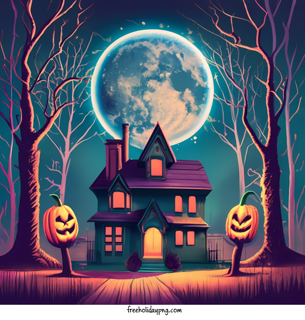 Transparent Halloween Happy Halloween spooky haunted house for Happy Halloween for Halloween