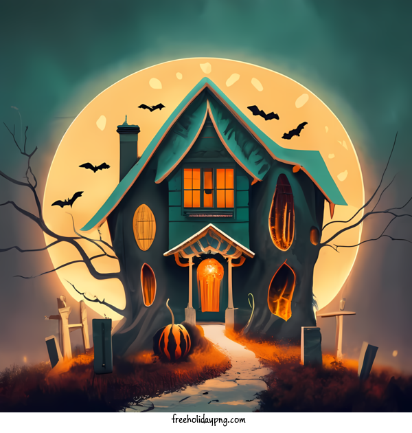 Transparent Halloween Happy Halloween spooky haunted house for Happy Halloween for Halloween