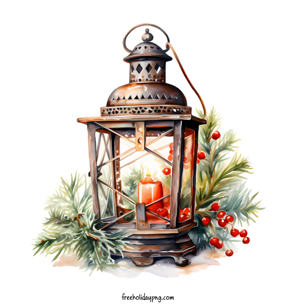 Transparent Christmas Christmas lantern watercolor winter for Christmas lantern for Christmas