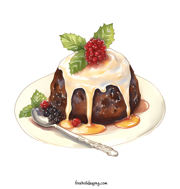 Transparent Christmas Christmas Pudding cake dessert for Christmas Pudding for Christmas