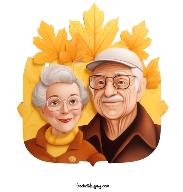 Transparent National Grandparents Day National Grandparents Day senior couple fall foliage for Grandparents Day for National Grandparents Day