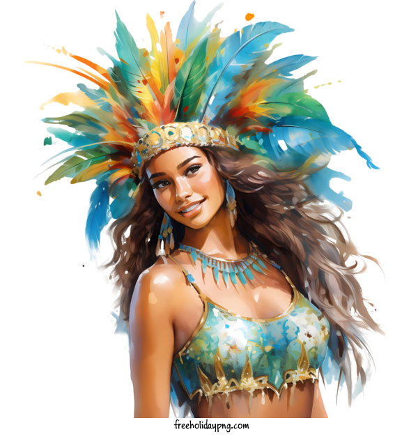 Transparent Brazilian Carnival Brazil carnival dancer african woman feathered headdress for Carnaval for Brazilian Carnival